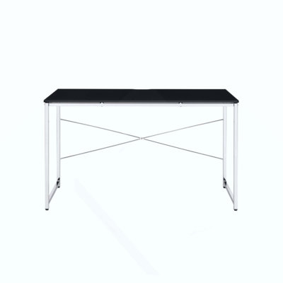 Bureau d'écriture rectangulaire moderne avec structure en métal durable et espace pour les jambes spacieux, parfait pour le bureau à domicile