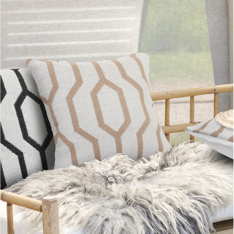Housse de coussin carré 100% coton Silliman, Noisette, Polyester/ bourre en polyester