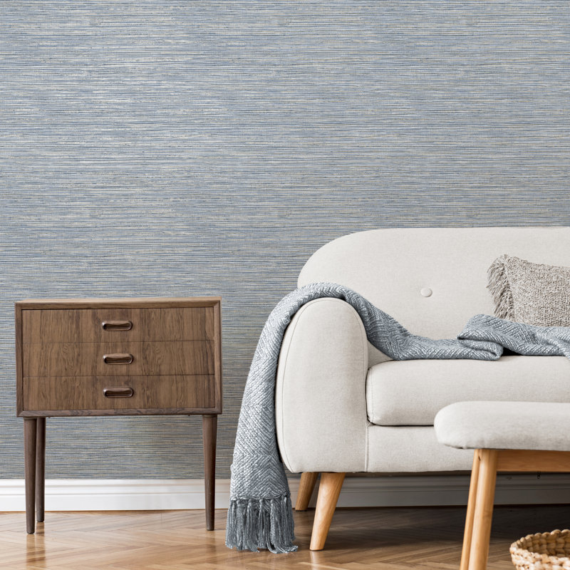 Suri Grasscloth Luxury Wallpaper, Blue