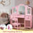 Melisa 2-in-1 Princess Makeup Desk & Chair With Tri-folding Detachable Mirror, Qpen Storage Shelves Pretend Play Dressing Table, Ideal Gift for Little Girls-103535516