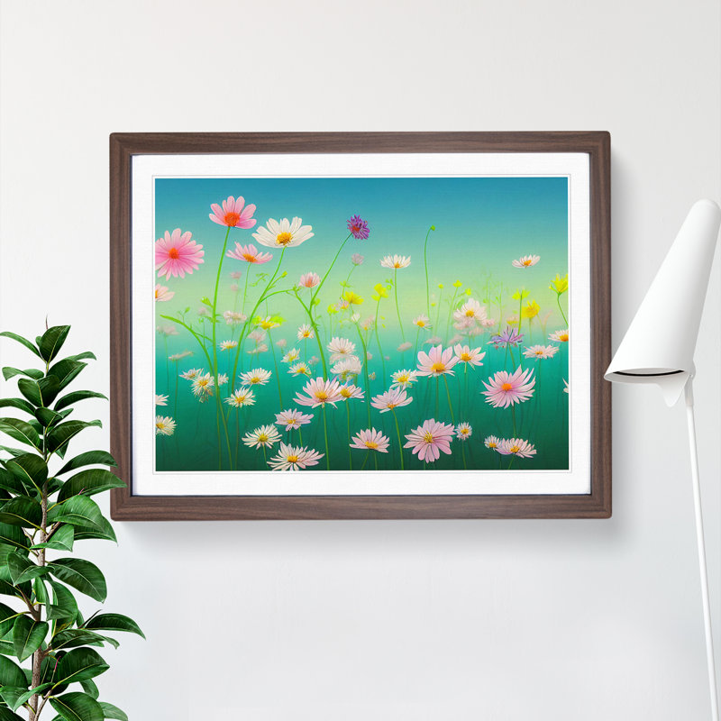 XH1022-9483X Unique Wildflowers Floral 1 Piece Single Picture Frame Wall Art, 34cm H x 46cm W x 2cm D, Walnut