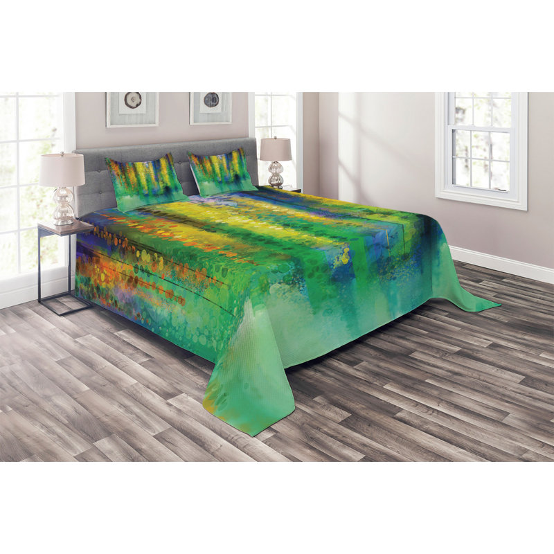 Flower Rustic Polyester Abstract Coverlet, King Bedspread + 2 Shams