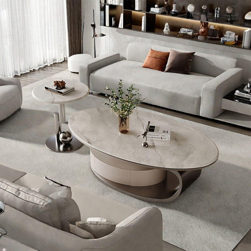 Table basse Super Crystal Stone, H 16,5 po x L 47,2 po x l 27,6 po, Blanc