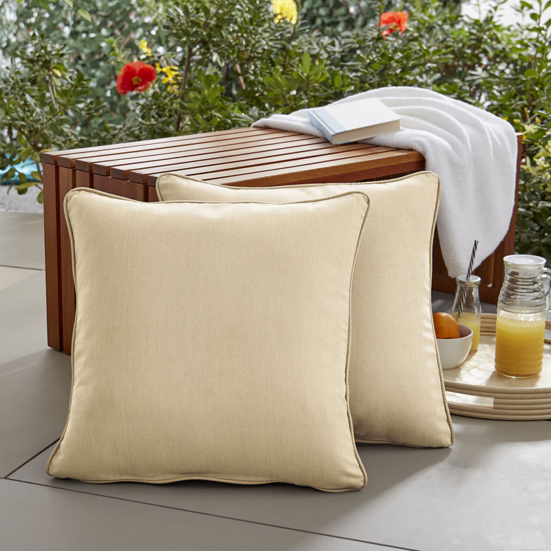 Erika Outdoor Reversible Throw Pillow, Spectrum Sand, 22"H x 22"W