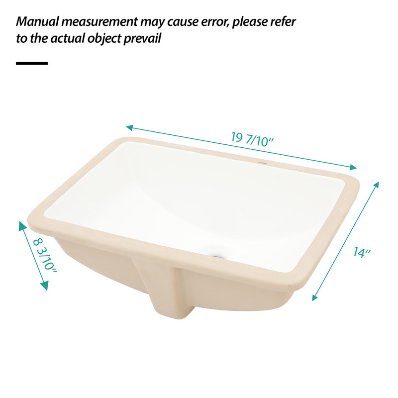 Ceramic Undermount Bathroom Sink With Overflow - 19.7"X14", Low Water Absorption, Elegant For Multiple Spaces Modern Acid , Various