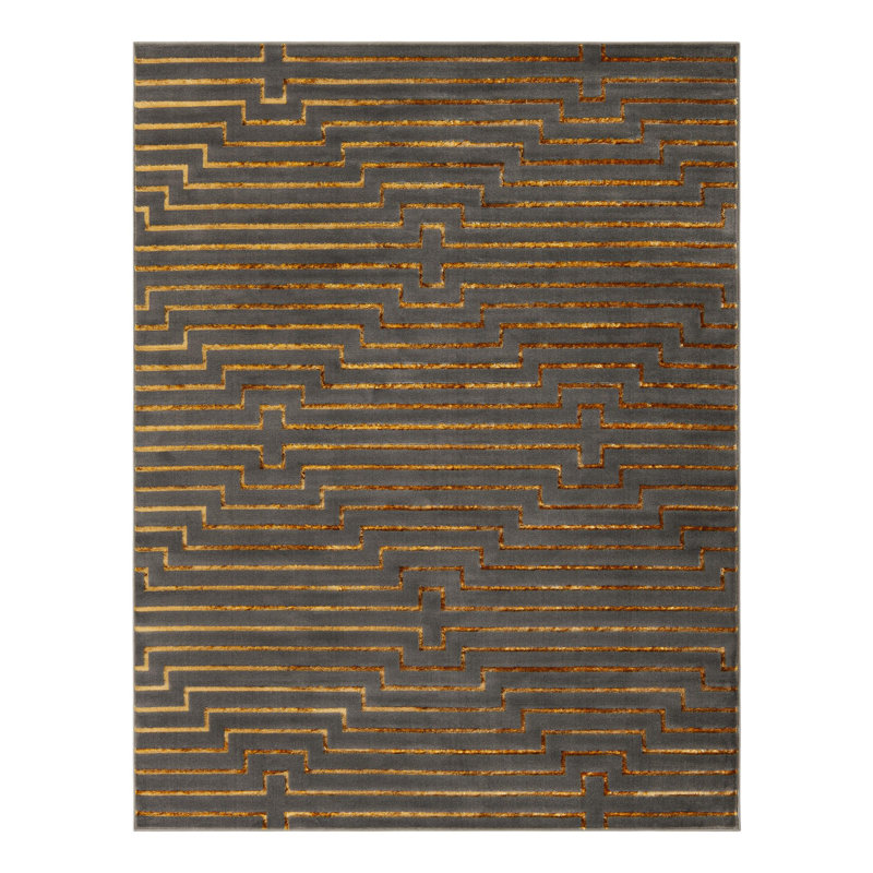 Latitude Run® Mirage Nikica Rug Gray and Gold, Rectangle 7'10" x 10'
