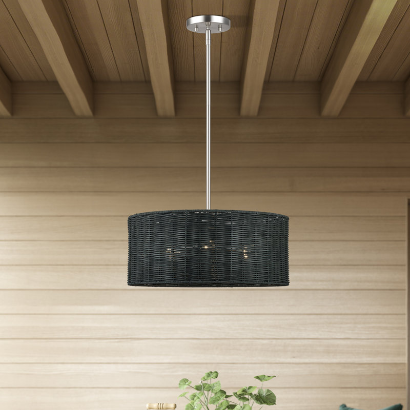 Lustre suspendu en nickel brossé 3 lumières Weavington, Nickel brossé