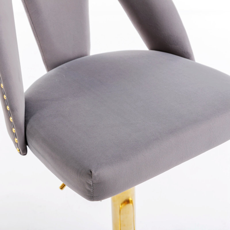 Iyah Swivel Upholstered Adjustable Height Counter Stool with Metal Frame, Gray