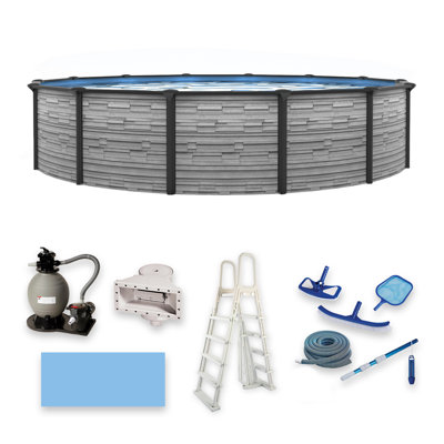 Montilla Round 52-in Deep Steel Wall A/G Swimming Pool w/ 6-in Top Rail Pool Package