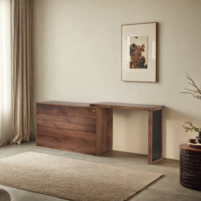 Retro Style Solid Wood Retractable Dresser