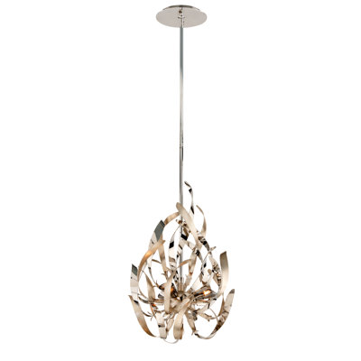 Corbett Lighting Graffiti 3 Light Pendant In Silver Leaf Polished Stainless