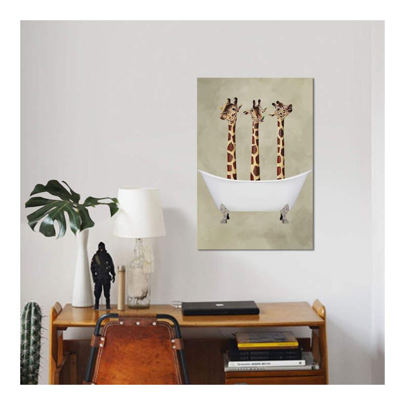 Giraffes In Bathtub by Coco De Paris - Wrapped Canvas Print, 101.6 cm H x 66.04 cm W x 1.91 cm D, No Frame