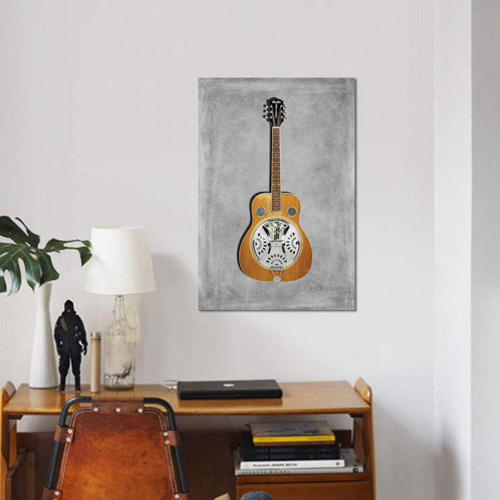 « gretsch cho-bro espagnol, 1970 », impression sur toile tendue, H 12 po x l 8 po x P 0,75 po, Toile tendue, Pas de tapis