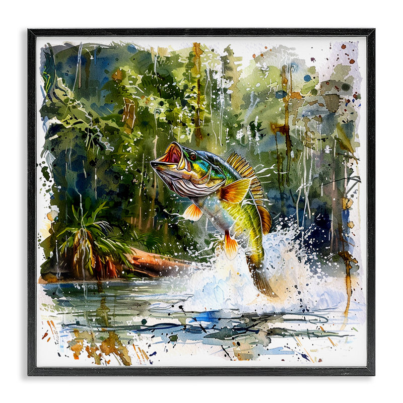  Art de la giclée, saut de basse, par LSR Design Studio, H 24 po x l 24 po, Giclée encadrée noir minuit