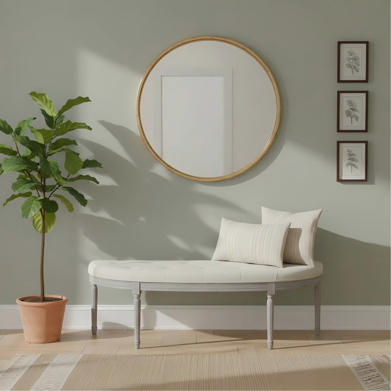 Banc rembourré capitonné beige clair Coastal
