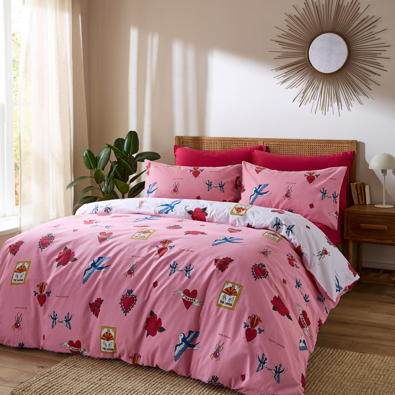 Mon Coeur Cotton Geometric Duvet Cover Set with Pillowcases Included, Single Duvet Cover + 1 Standard Pillowcase