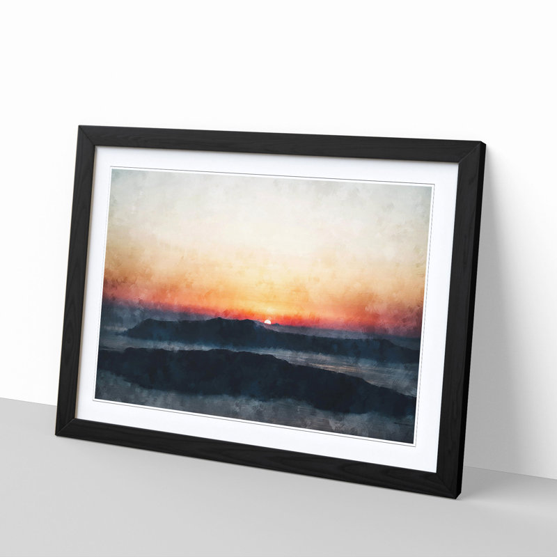 Sunrise In Greece - Single Picture Frame Painting on MDF, 24cm H x 33cm W x 2cm D, Black Framed