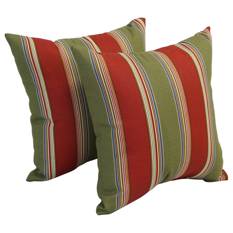 Hampton Bay Garden Square Striped Polyester Outdoor Throw Pillows Set