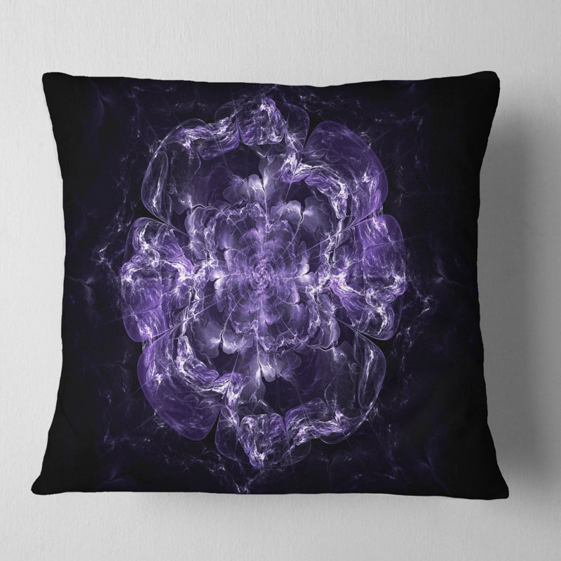 Coussin décoratif floral fractal explosion, 16 po x 1 po, Mauve, Coussin décoratif