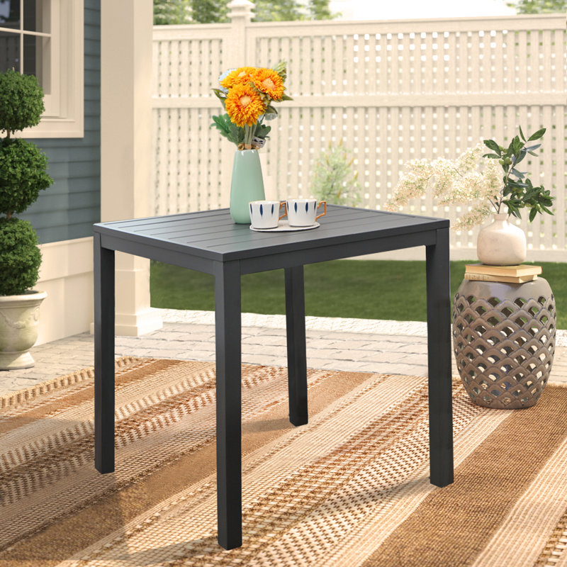 Chamya Square Metal Outdoor Dining Table , 35'' in. W 35'' in. D, Dark Gray