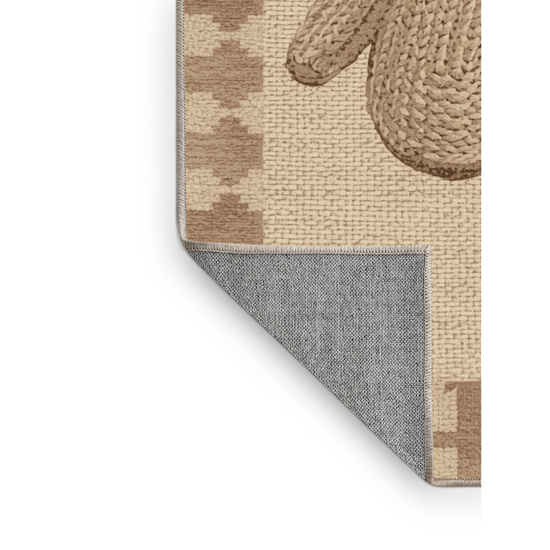 Machine Washable Tysen Christmas Modern & Contemporary Abstract Rug in Beige – Beige Binding, 5x8