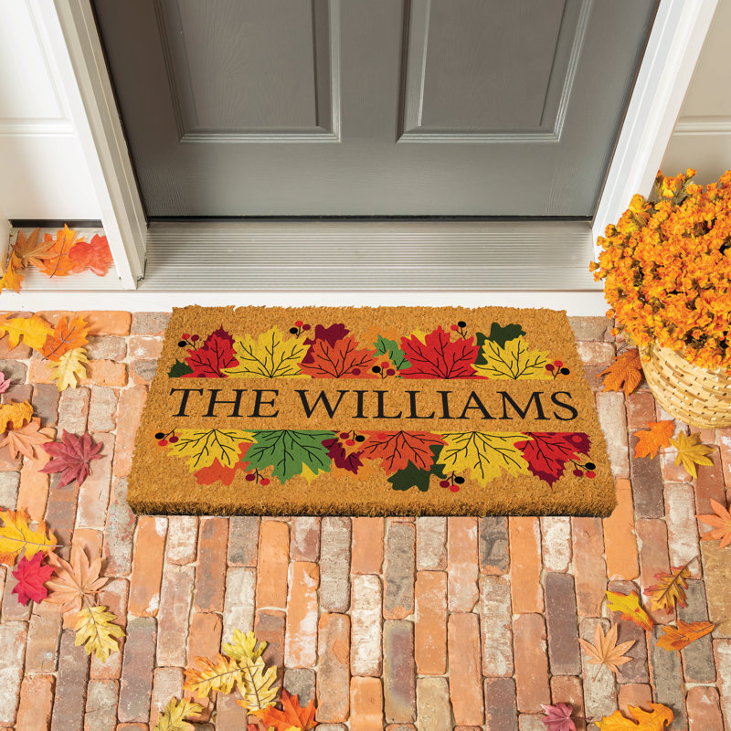 Fall Leaves Personalized Coir Mat