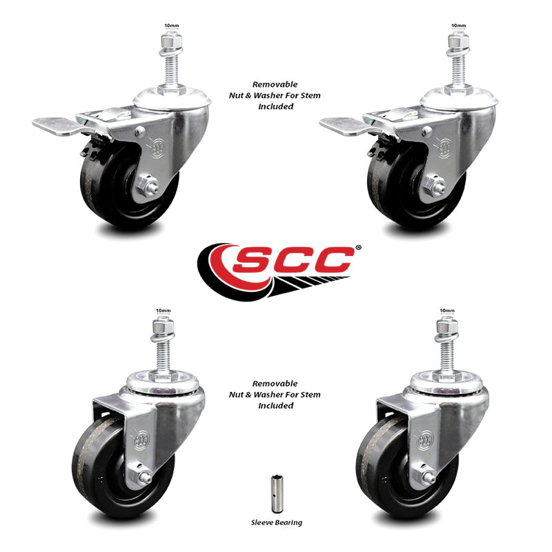 Swivel 10mm Threaded Stem Caster with Total Lock Brake SCC