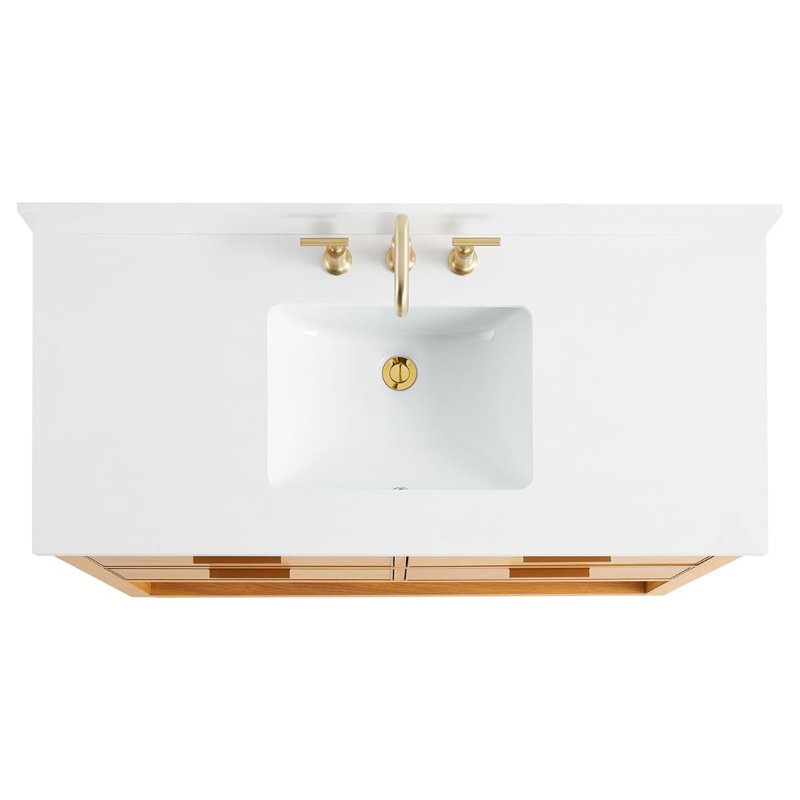 Dayton 48" Woodgrain Vanity With Pure Quartz Top And Ceramic Basin