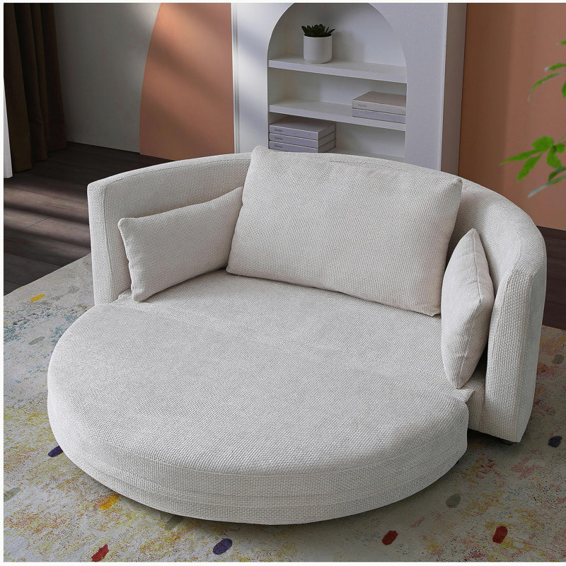Canapé-lit pliant, canapé-lit à tapis, multifonctionnel, lit rond, canapé-lit réglable, chaises longues pliantes, double, convient aux balcons, aux salons, aux canapés de loisir et de sommeil, beige, 2 couleurs