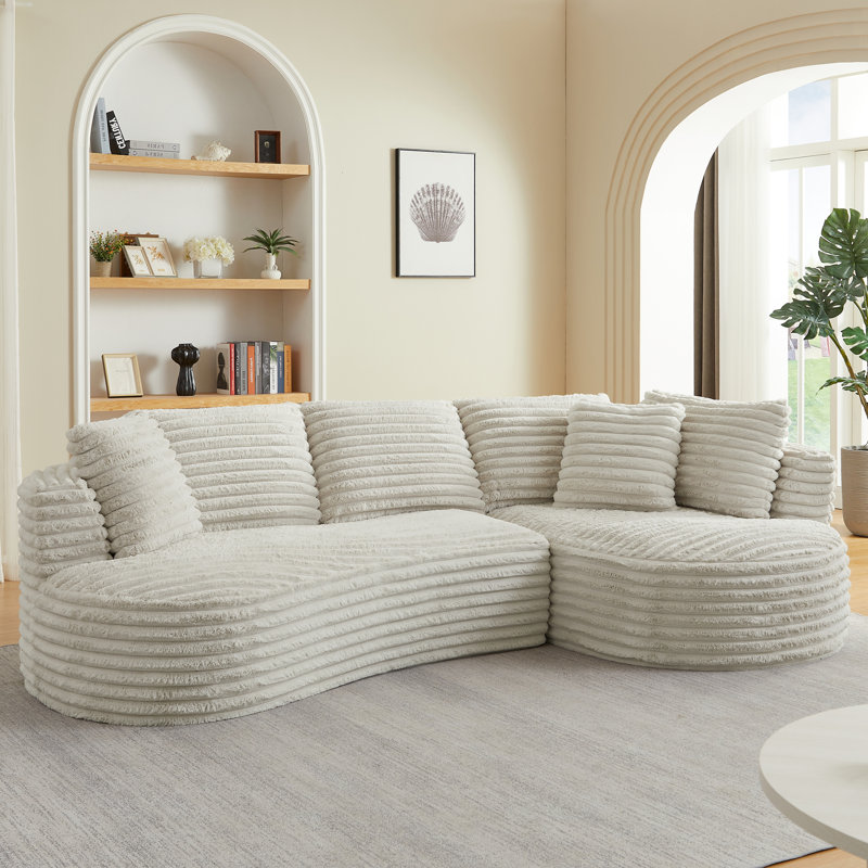 Canapé modulaire surdimensionné moderne en forme de L surdimensionné, Crème, crème
