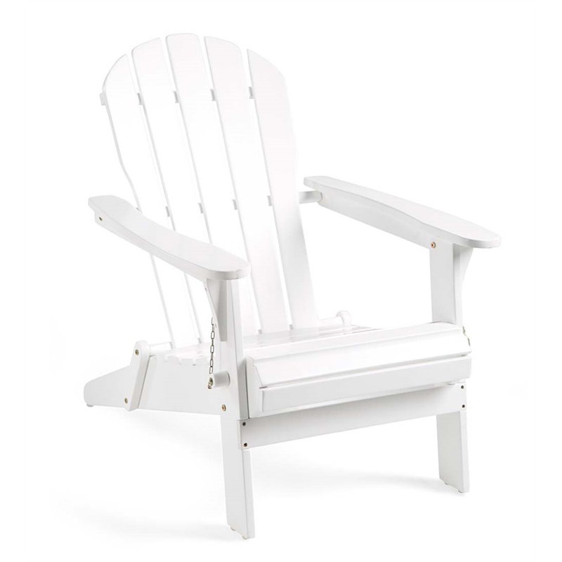 Hillandale Eucalyptus Foldable Outdoor Adirondack Chair, White