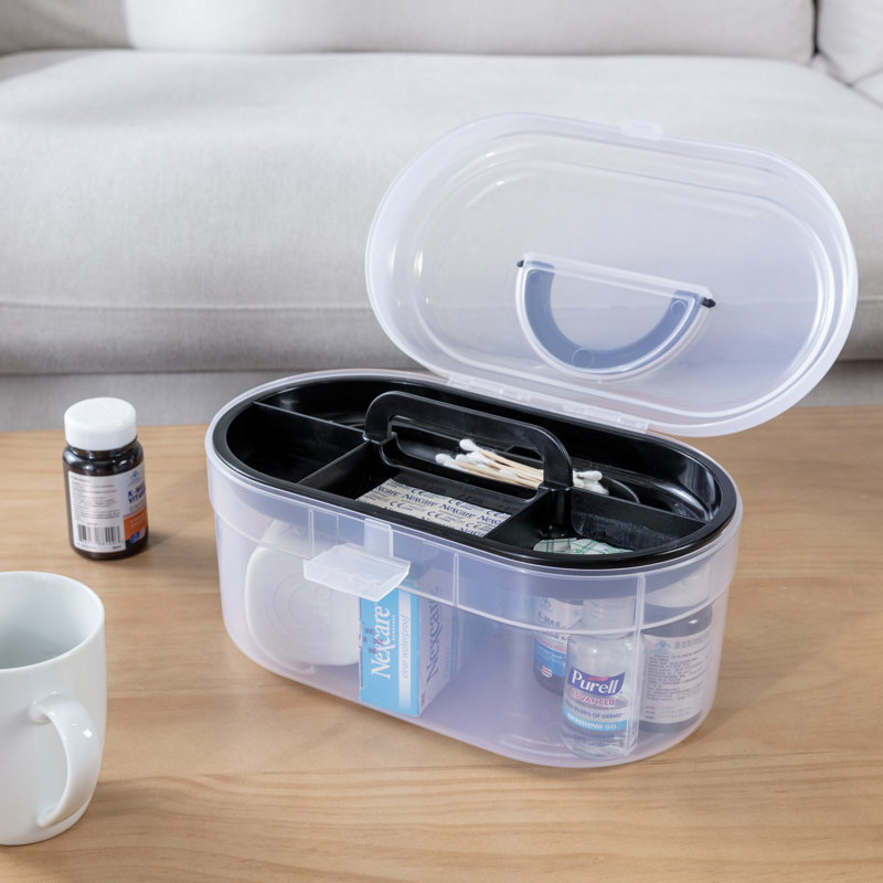 Oval Clear Storage Basket with Black Tray