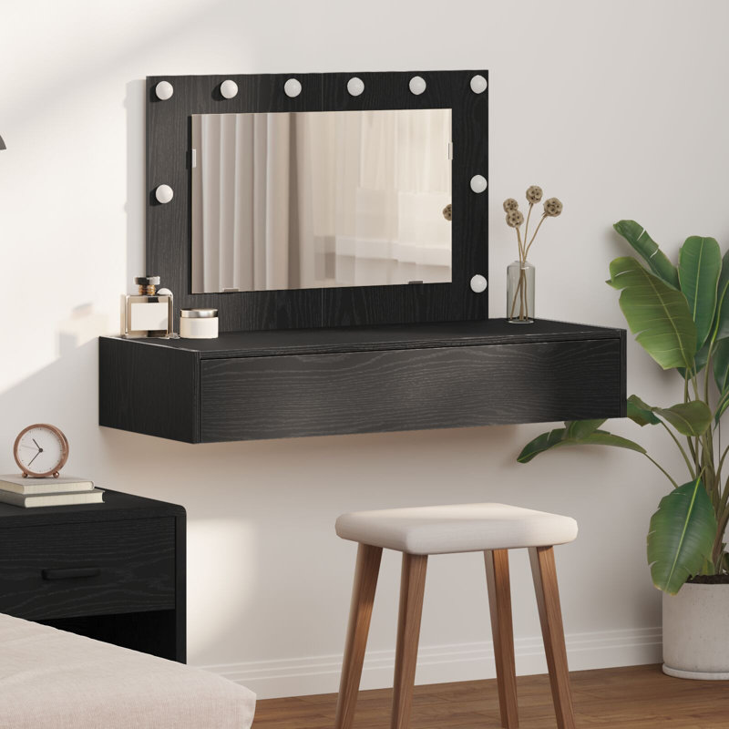 MDF 100 X 40 X 70 Cm Storage Dressing Table Rectangular, Black Oak