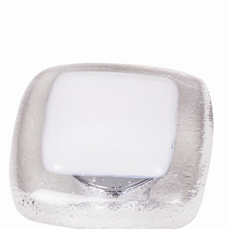 Square Knob, Satin Nickel, White