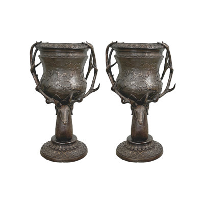 Bronze Medium Deer Antler Urn Set