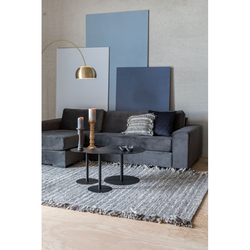 Frills Wool Striped Area Rug in Blue/Gray