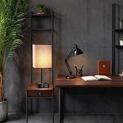 Ensemble de 2 lampes de table de recharge sans fil avec ports USB, prises CA, réveil numérique, lampes de table de chevet à contrôle tactile à intensité variable pour le salon de la chambre à coucher