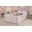 Lit plateforme tapissier simple avec coussin en lapin, lit tapissier pour enfants avec rails latéraux amovibles