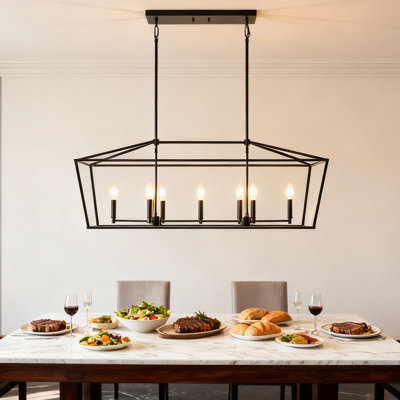Luminaire suspendu linéaire 7 lumières style campagnard