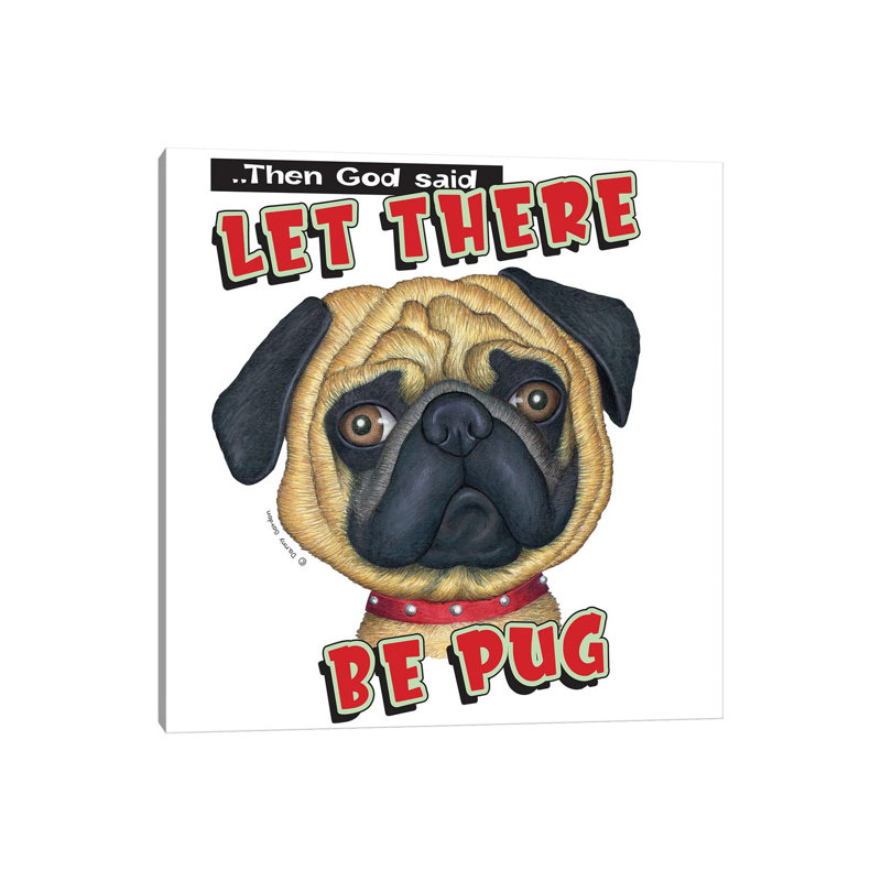 Pug With Red Collar by Danny Gordon - Wrapped Canvas Print, 30.48 cm H x 30.48 cm W