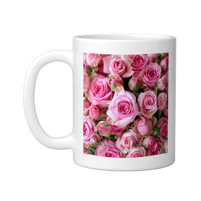 Pink Roses Flowers Ceramic Mug, 11oz
