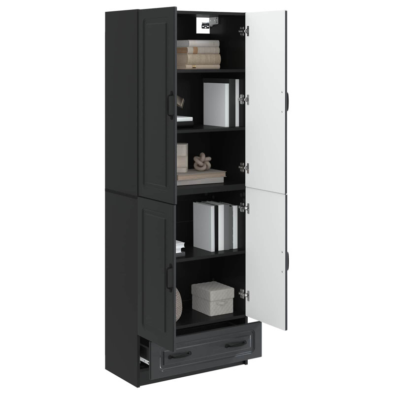 4 -Door 3 Storage Cabinet, Black