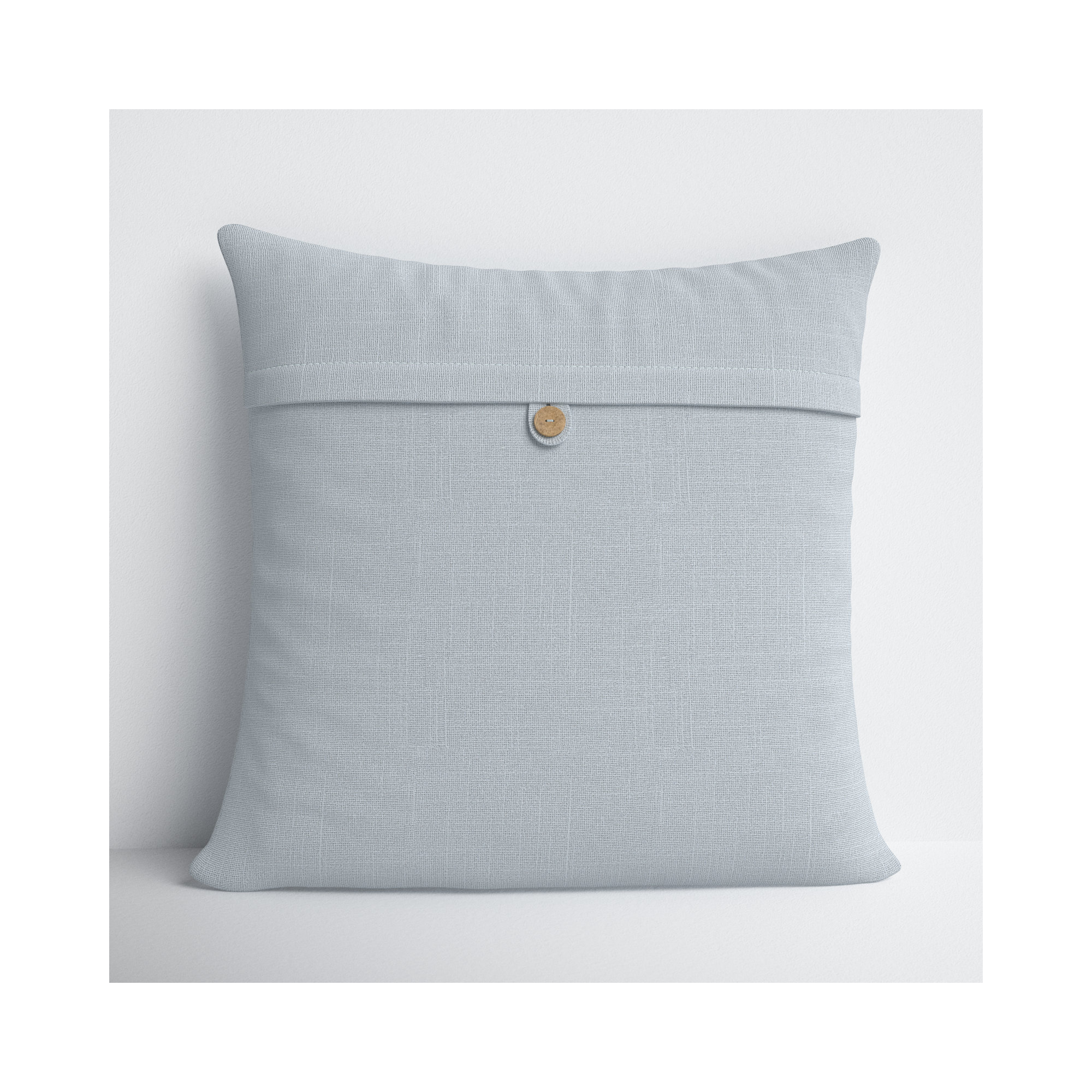 Leigh Buttons Cotton Throw Pillow, 18" x 18", Polyester, Ice Blue