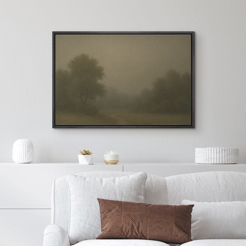 Art mural encadré «Misty Forest Path», H 16 po x l 24 po, Noir