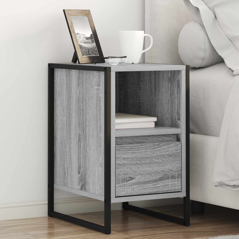 39.5cm W Manufactured Wood Bedside Table, Grey Sonoma