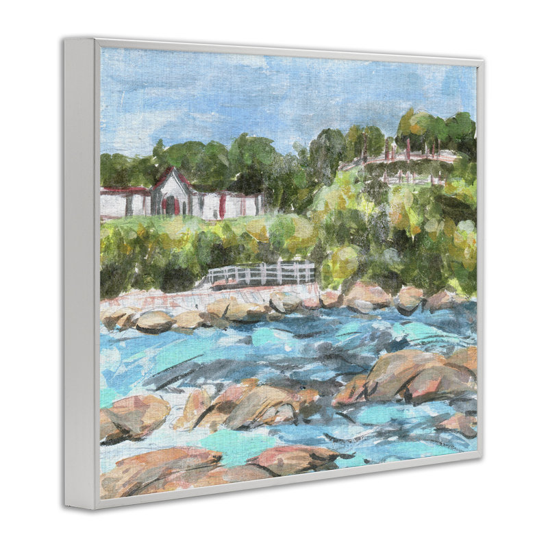 «Rocky Nautical Landscape», estampe numérique par Melissa Wang, Giclée encadrée blanc bord de mer, H 24 po x l 30 po