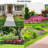 80cm H x 60cm W Iron Fan Trellis Side Panel