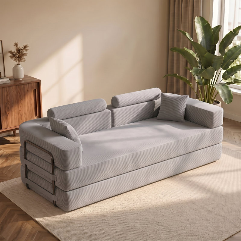 Canapé-lit d'angle modulaire, Gris