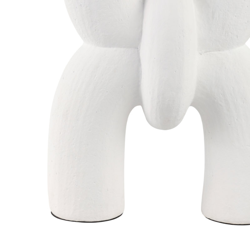 Vase poterie terre cuite sculpturale à double ouverture 15 po, décor contemporain blanc pour bureau à domicile, salon, chambre à coucher