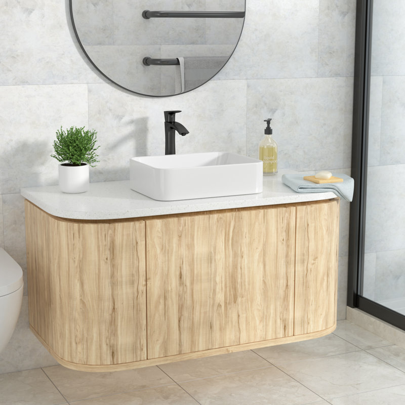 Lavabo de salle de bain rectangulaire encastré en céramique blanche 18 po avec robinet, Bronze huilé